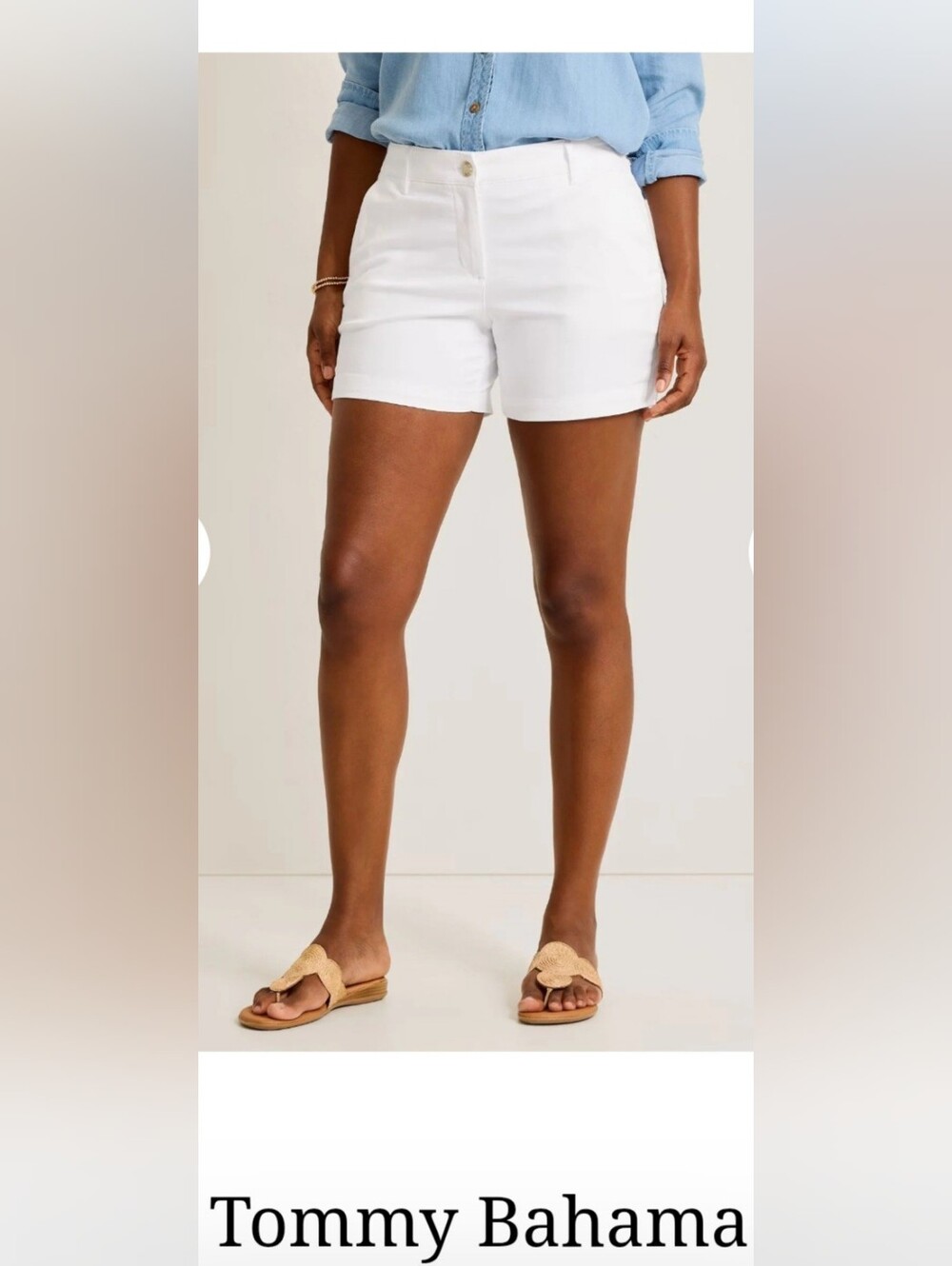 Tommy Bahama White Mid-Rise Cotton Shorts